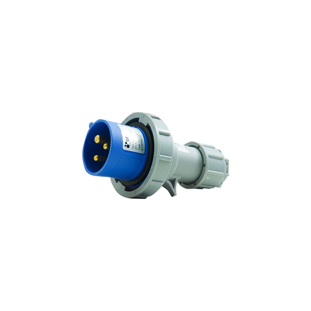 Plug IP67 2P+T 16A 220V 6H com Prensa Cabo – UP Electronic