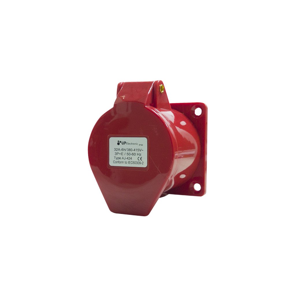 Tomada Inclinada Embutir 3P+T 32A 380V Vermelho 6H UP Elec – UP Electronic