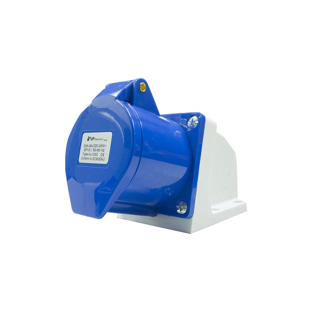 Tomada Sobrepor 2P+T 32A 220V Azul 6H – UP Electronic