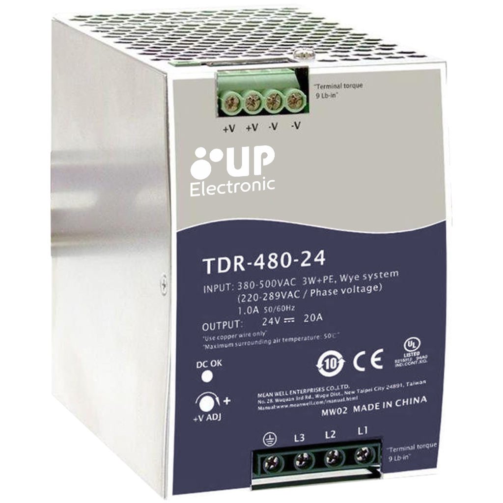 Fonte para Trilho DIN 380-500VAC 24V / 20A Trifasica – UP Electronic