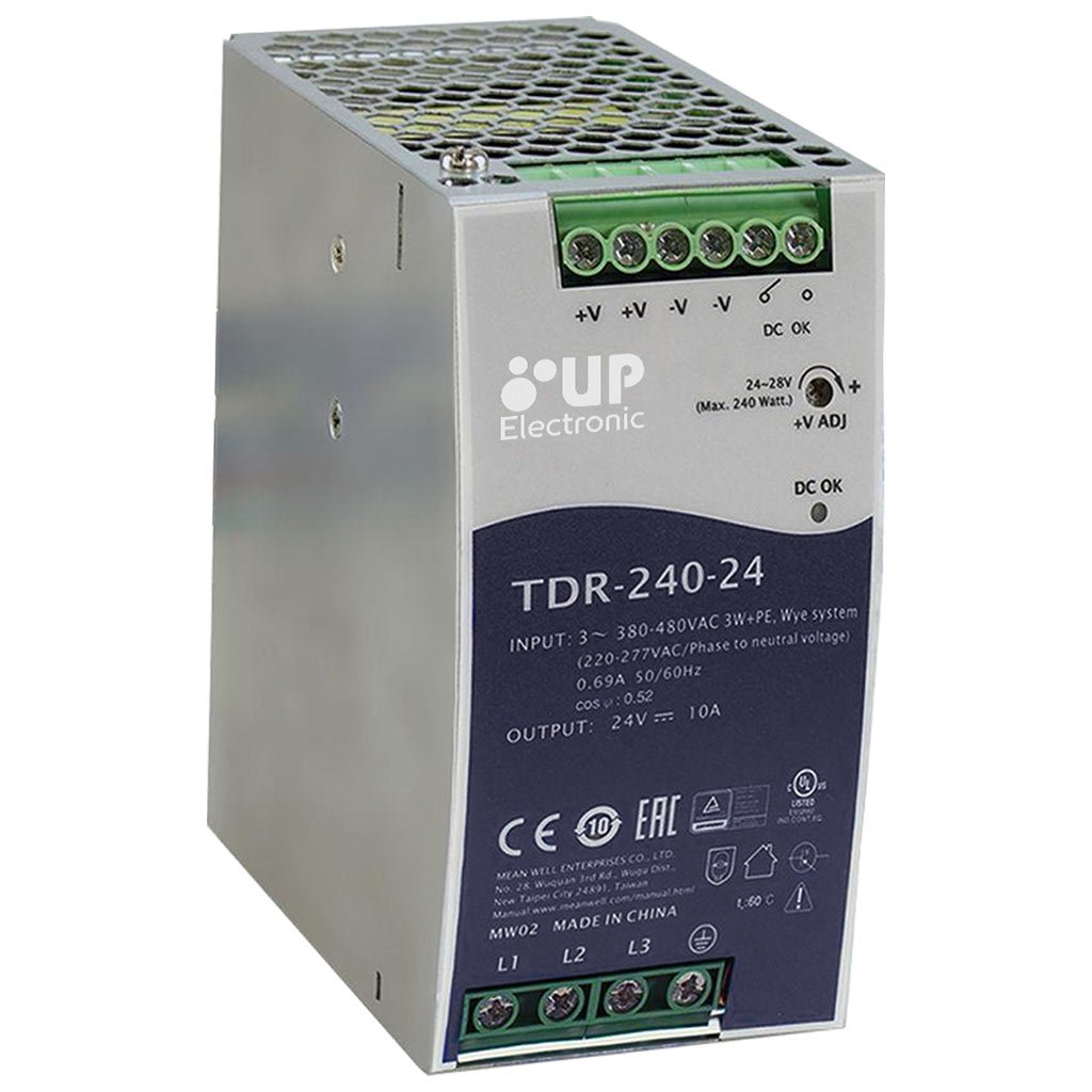 Fonte para Trilho DIN 380-500VAC 24V / 10A Trifasica – UP Electronic