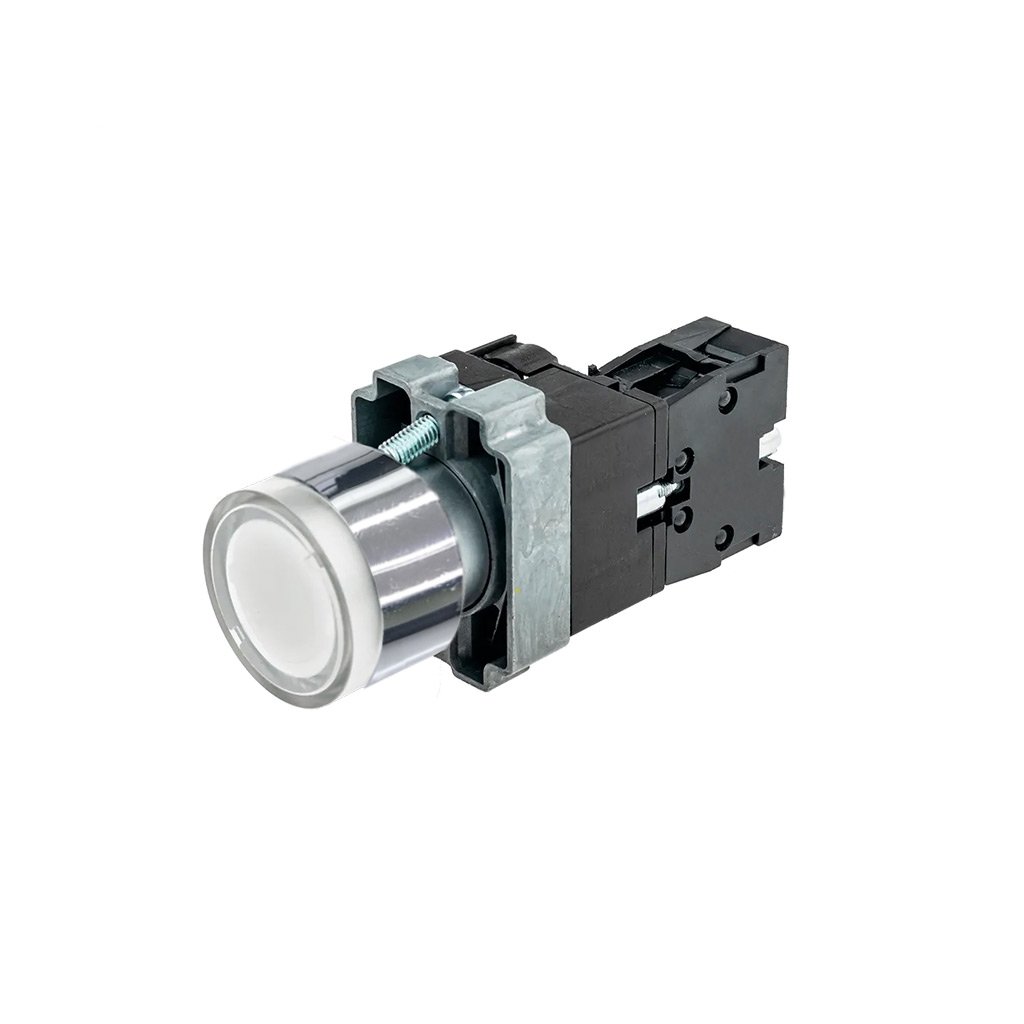 Botao Pulso Iluminado 22MM LA167 B2 Branco Metálico UP Elect – UP Electronic