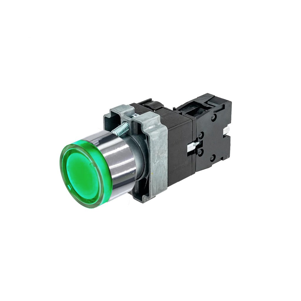 Botao Pulso Iluminado 22MM LA167 B2 Verde Metálico UP Electr – UP Electronic